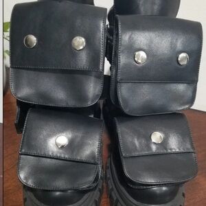 Black Ankle Boots with Silver Accents